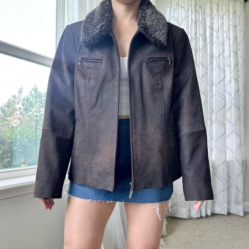 Faux Fur Leather Jacket